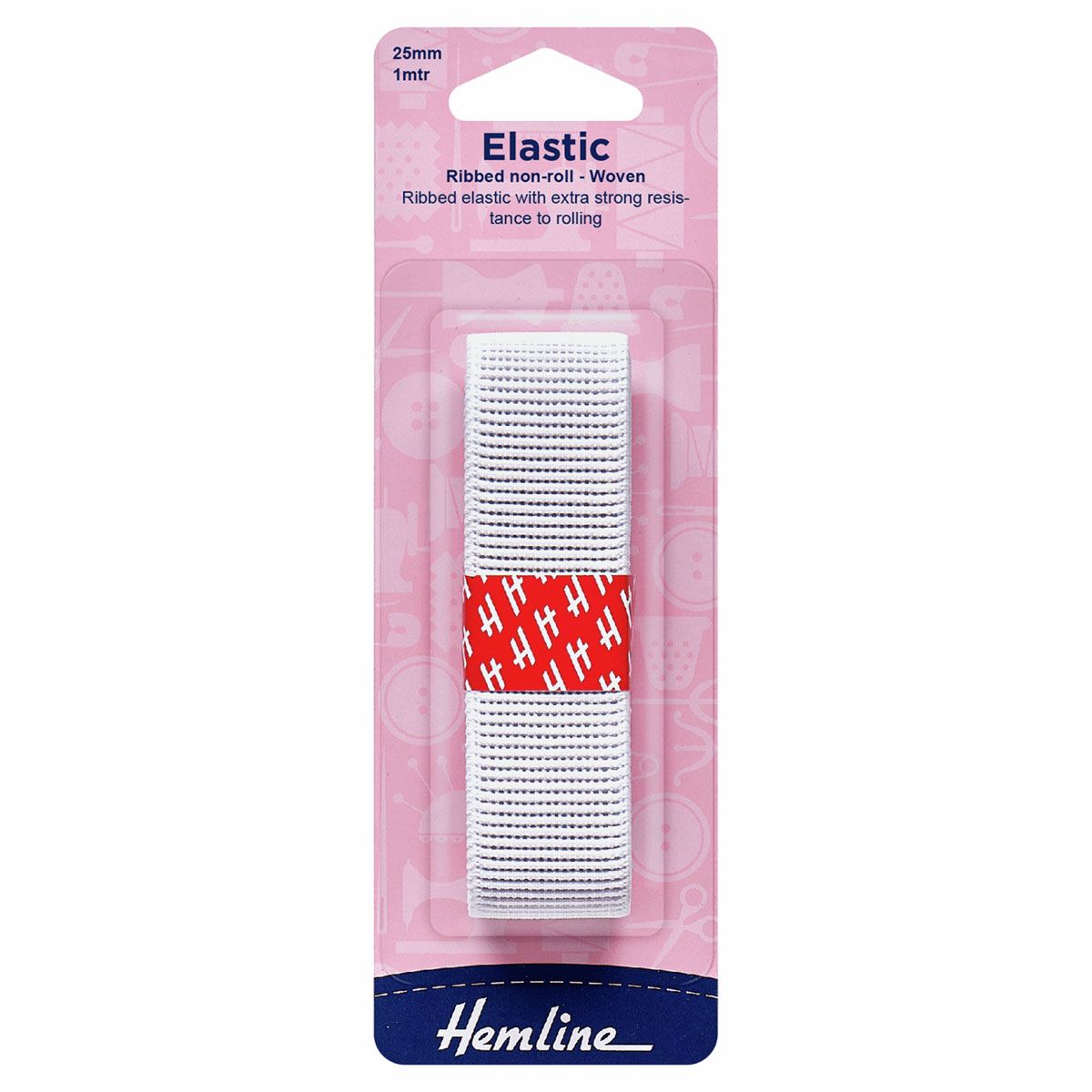 Ribbed Non Roll Elastic 25mm x 1m